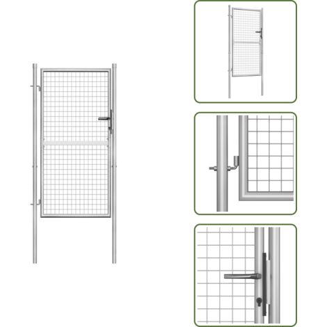 The Living Store Cancello da Giardino in Acciaio Zincato 100x150 cm Argento - Cancello in acciaio zincato