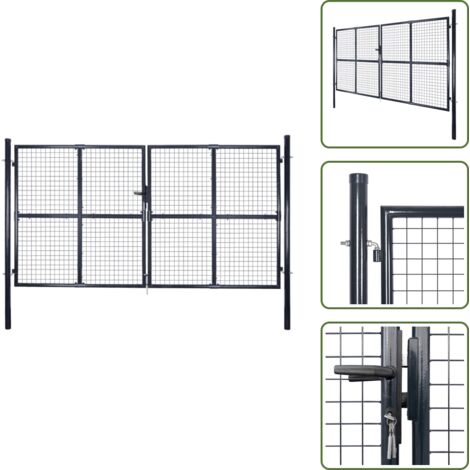 The Living Store Cancello da Giardino in Rete di Acciaio Zincato 300x150 cm Grigio - Recinzione