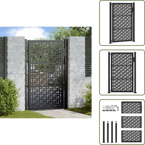 The Living Store Cancello da giardino nero 100x150 cm in acciaio con design a croce - Cancello in acciaio