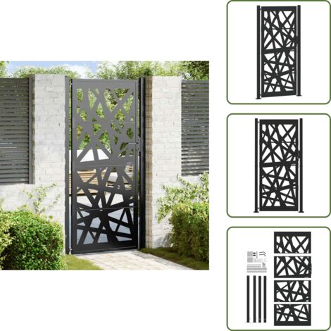 The Living Store Cancello da giardino nero 100x200 cm in acciaio design leggero - Cancello in acciaio
