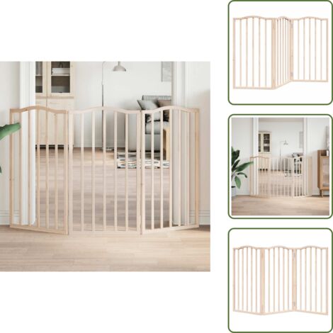 The Living Store Cancello per Cani Pieghevole 3 Pannelli 150 cm Legno di Pioppo - Cancello per cani pieghevole