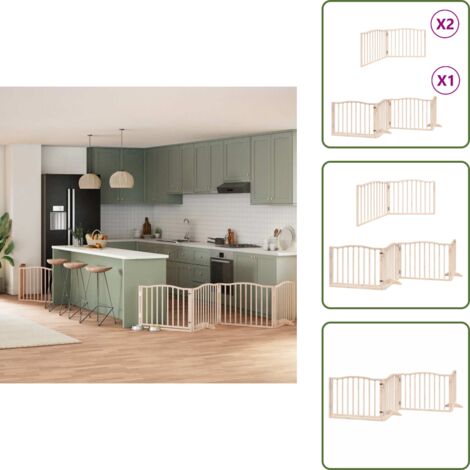 The Living Store Cancello per Cani Porta Pieghevole 8 Pannelli 640 cm in Pioppo - Cancello per cani in legno