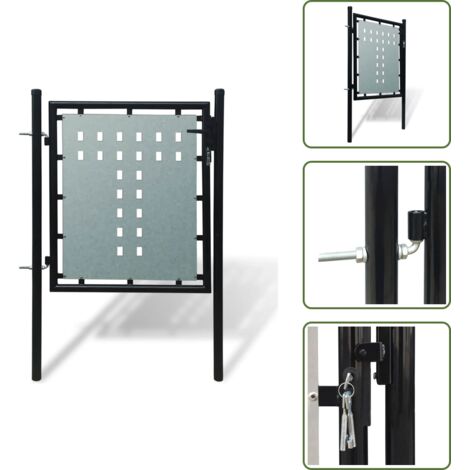 The Living Store Cancello per Recinzione a una Porta Nero 100x100 cm - Cancello in acciaio