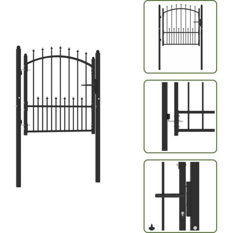 The Living Store Cancello per recinzione Emmen con punte in acciaio 104x97 cm Nero - Cancello da giardino