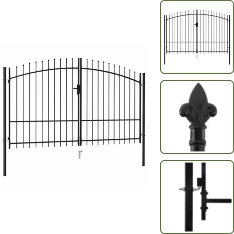 The Living Store Cancello per recinzione Woerden Doppia porta con punta superiore 299,5x249,5 cm - Cancello da giardino