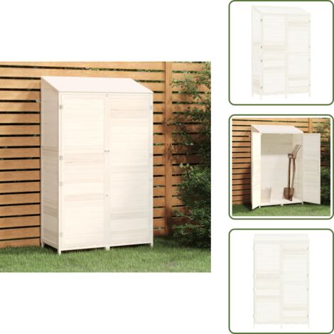 The Living Store Capanno da Giardino Bianco 102x52x174,5 cm Legno Massello Abete - Capanno in legno