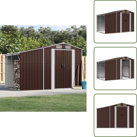 The Living Store Capanno da Giardino Marrone 277x192,5x179 cm in Acciaio Zincato - Capanno in acciaio zincato