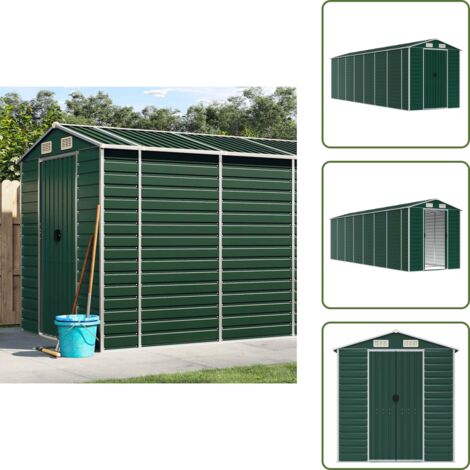 The Living Store Capanno da Giardino Verde 191x640x198 cm in Acciaio Zincato - Capanno in acciaio zincato