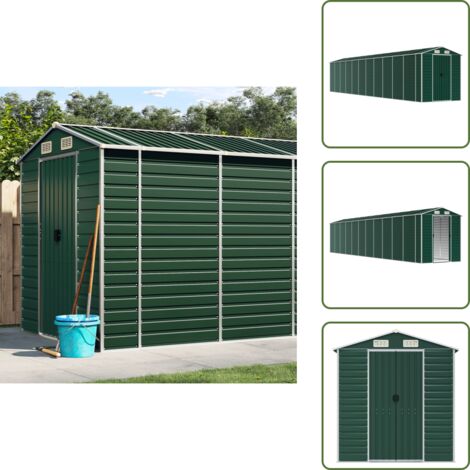 The Living Store Capanno da Giardino Verde 191x980x198 cm in Acciaio Zincato - Capanno in acciaio zincato