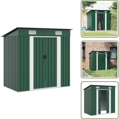 The Living Store Capanno da Giardino Verde Metallo - Capannone in metallo