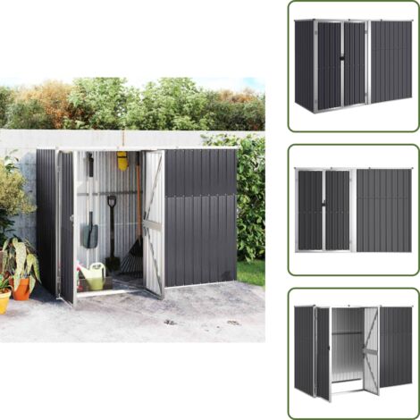 The Living Store Capanno per Attrezzi Antracite 225x89x161 cm Acciaio Zincato - Capanno da giardino