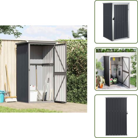 The Living Store Capanno per Attrezzi Antracite 88x89x161 cm Acciaio Zincato - Capanno da giardino