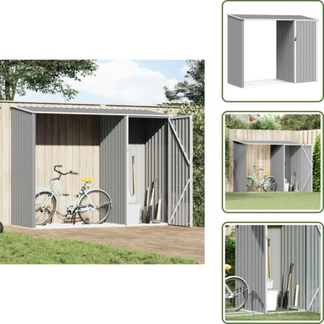 The Living Store Capanno per Legna Grigio 245x98x159 cm in Acciaio Zincato - Casetta da giardino