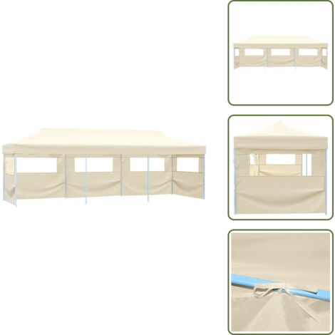 The Living Store Carpa de fiestas pop-up plegable con 5 paredes crema 3x9 m - Carpa pop-up