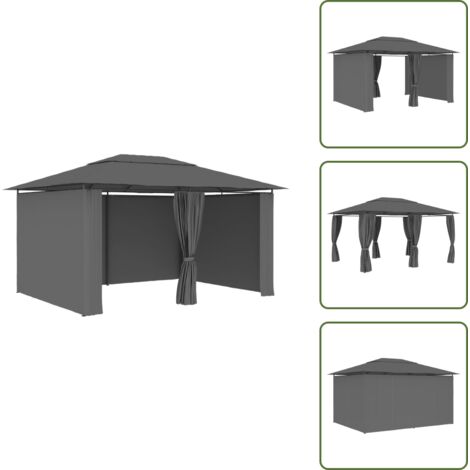 The Living Store Carpa de jardín con cortinas gris antracita 4x3 m - Carpa de jardín resistente al agua