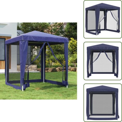 The Living Store Carpa para fiestas con 4 paredes de malla HDPE azul 2x2 m - Carpa de malla