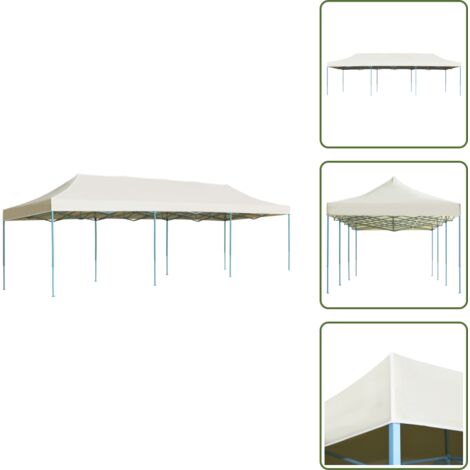 The Living Store Carpa para fiestas pop-up plegable crema 3x9 m - Carpa plegable para fiestas