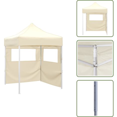 The Living Store Carpa plegable profesional con 2 paredes acero color crema 2x2m - Carpa para eventos