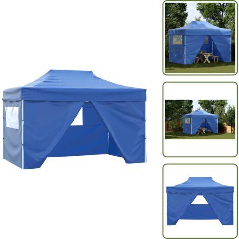 The Living Store Carpa plegable profesional con 4 paredes acero azul 3x4 m - Carpa para eventos