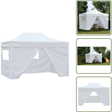 The Living Store Carpa plegable profesional con 4 paredes acero blanco 280x410x315 cm - Carpa para eventos