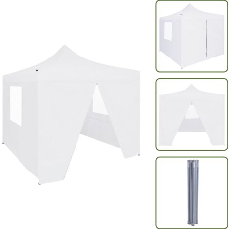 The Living Store Carpa plegable profesional con 4 paredes acero blanco 3x3 m - Carpa para eventos