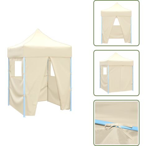 The Living Store Carpa plegable profesional con 4 paredes acero color crema 2x2m - Carpa para eventos