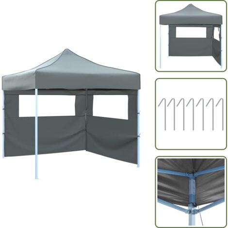 The Living Store Carpa pleglable Pop-Up con 2 paredes 3x3 m antracita - Carpa plegable