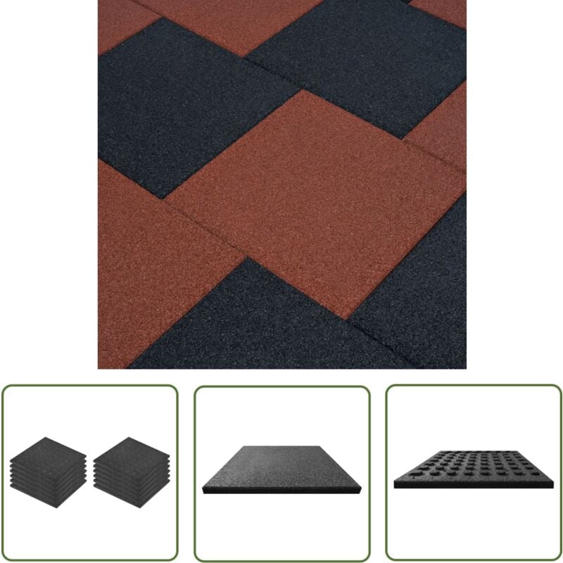 Carreaux de protection antichoc 12pcs Caoutchouc 50x50x3cm Noir - Carrés Anti-chutes - Carreau Caoutchouc - Revêtement Extérieur - Terrasse - Aire De