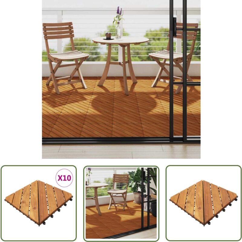 The Living Store - Carreaux de terrasse 10 pcs 30x30 cm Bois d'acacia solide - Carrelages Exterieur - Carrelage Bois Acacia - Terrasse Bois