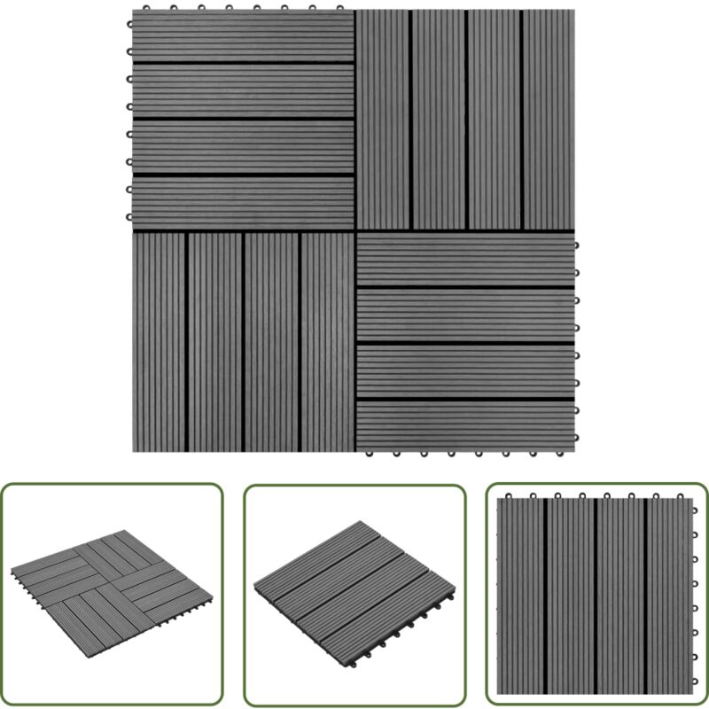 The Living Store - Carreaux de terrasse wpc 30x30 cm 11 pcs 1 m2 Gris - Dalles Composites - Carrelage Extérieur - Carrelage Terrasse - Dallettes wpc