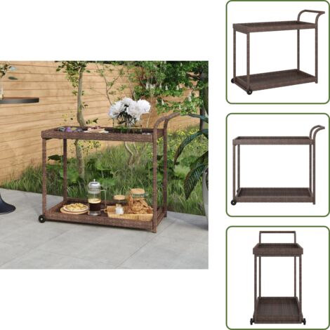 The Living Store Carrello da Bar Marrone 100x45x83 cm in Polyrattan - Carrello da cucina