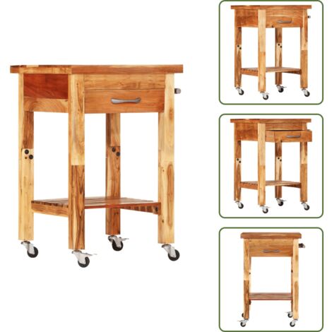 The Living Store Carrello da Cucina 55x55x89 cm in Legno Massello di Acacia - Carrello da cucina in acacia