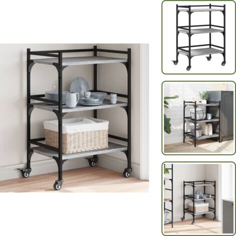 The Living Store Carrello da Cucina Grigio Sonoma 50x35x75,5cm Legno Multistrato - Carrello da cucina grigio