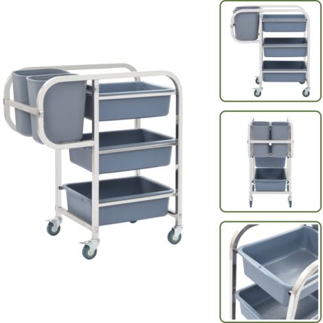 The Living Store Carrito de cocina con recipientes de plástico 82x43,5x93 cm - Recipiente de cocina