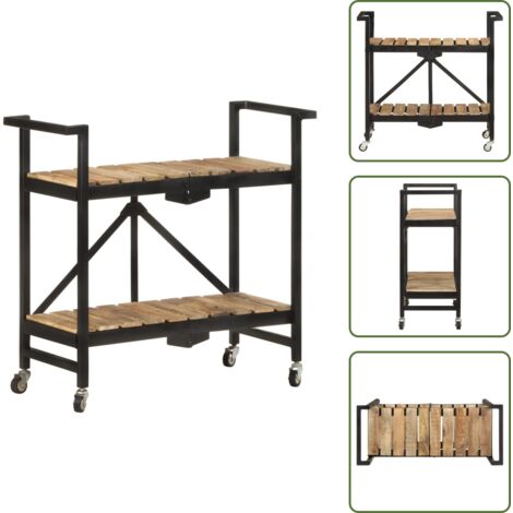The Living Store Carrito de cocina de madera maciza de mango 87x36x81 cm - Cocina