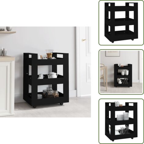 The Living Store Carrito de cocina madera contrachapada negro 60x45x80 cm - Cocina organizada