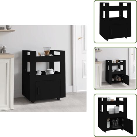 The Living Store Carrito de cocina madera contrachapada negro 60x45x80 cm - Cocina organizada