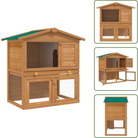 The Living Store Casa de animales pequeños jaula conejera 3 puertas madera - Jaula para conejos