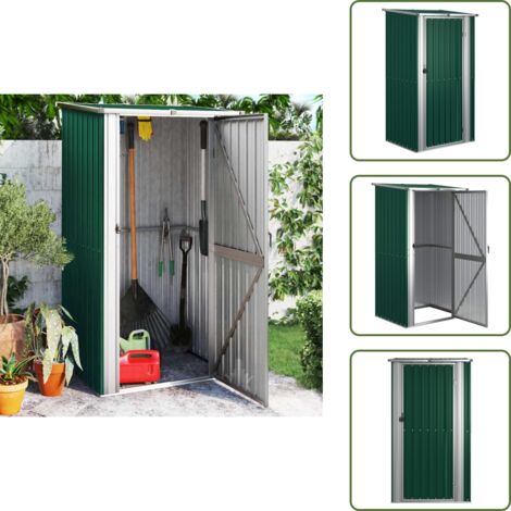 The Living Store Caseta de jardín verde 118,5x97x209,5 cm acero galvanizado - Almacenamiento exterior