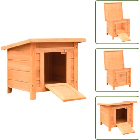 The Living Store Caseta para gatos madera maciza de pino y abeto 50x46x43,5 cm - Caseta para gatos
