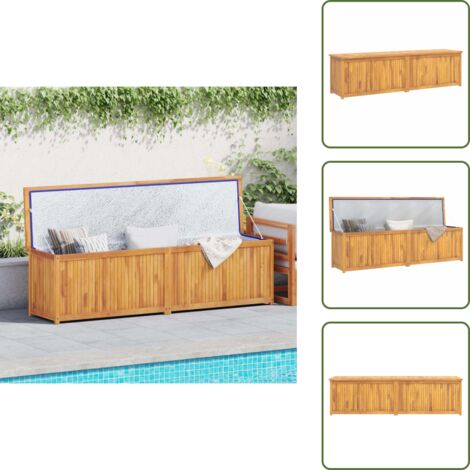 The Living Store Cassa da Giardino 200x50x55 cm in Legno Massello di Teak - Cassa in legno