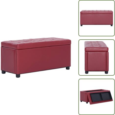 The Living Store Cassapanca 87,5 cm Rosso Vino in Similpelle - Cassapanca con coperchio