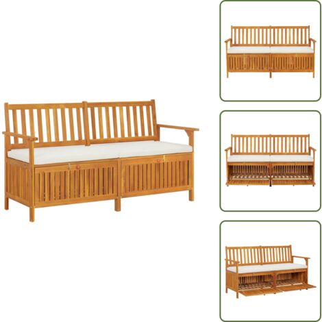 The Living Store Cassapanca con Cuscino 148 cm in Legno Massello di Acacia - Panca esterna