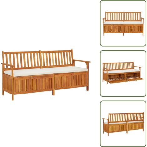 The Living Store Cassapanca con Cuscino 170 cm in Legno Massello di Acacia - Cassapanca esterna