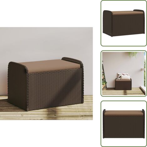 The Living Store Cassapanca con Cuscino Marrone 80x51x52 cm in Polyrattan - Cuscino da seduta