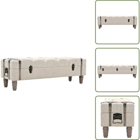 The Living Store Cassapanca in Legno Massello e Acciaio 111x34x37 cm -