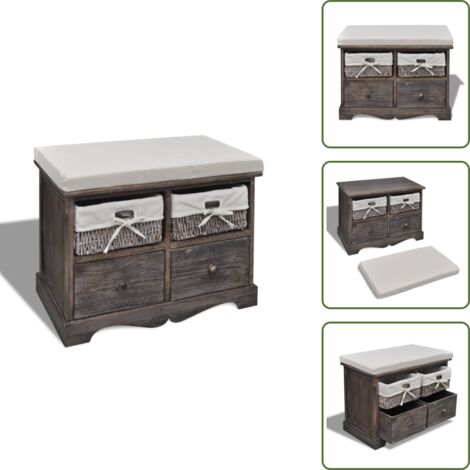 The Living Store Cassapanca Marrone 62x33x42 cm in Legno di Paulownia - Cassapanca marrone
