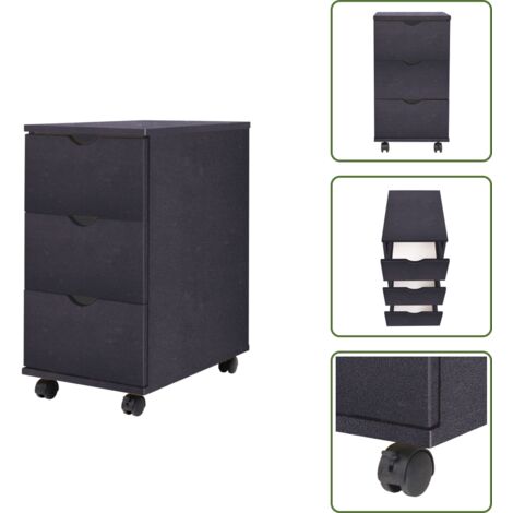 The Living Store Cassettiera 33x45x60 cm Nera - Cassettiera con ruote