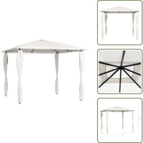 The Living Store Cenador con cubiertas de postes crema 3x3x2,6 m 160 g/m² - Techo para jardín