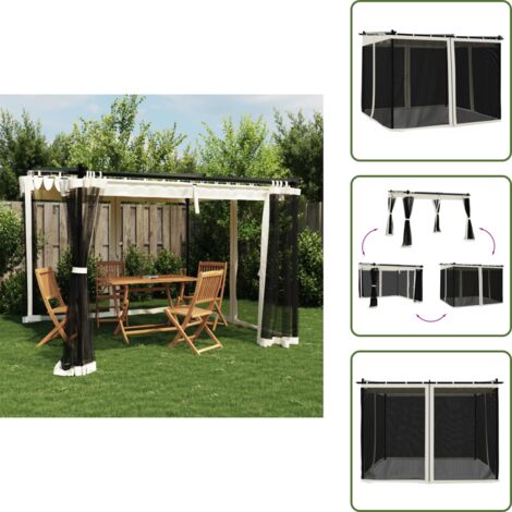 The Living Store Cenador con paredes de malla acero crema 3x3 m - Sombra